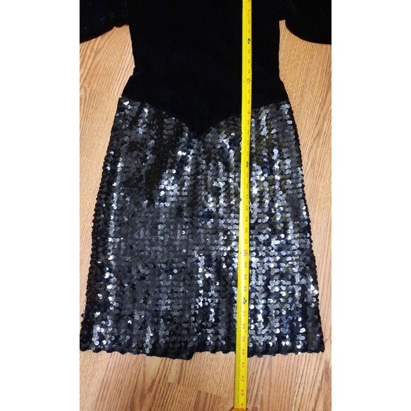 Alfred Angelo Black Elegant Vintage Sequins, Long Sleeve Dress 9/10 - Picture 13 of 14